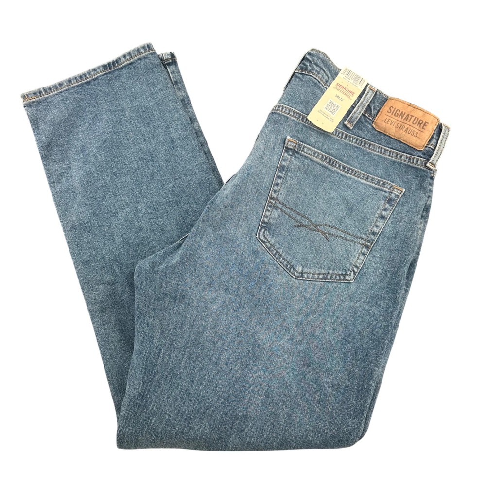 Signature by Levi Strauss Mens Athletic Flex Jeans 38x32 Medium Wash 94551-0141